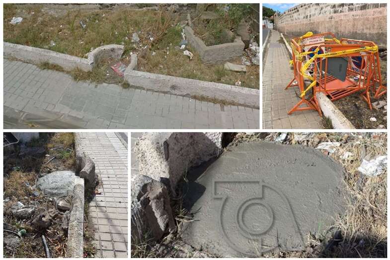 El hueco con arqueta metálica, el posterior vallado y el sellado con cemento (Foto TA)